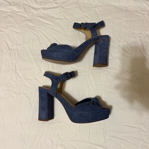 LAST CHANCE SALE! Blue Platform Suede Heeled Sandals